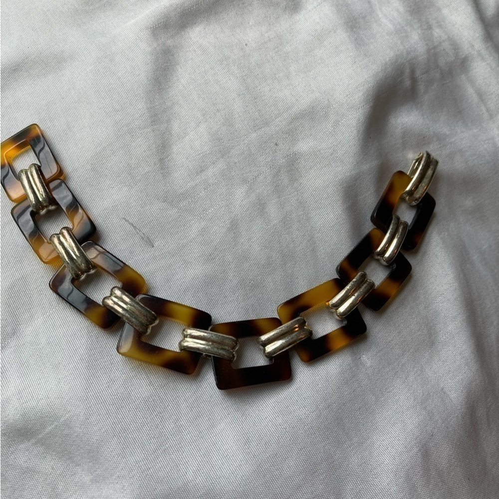Vintage‎ Faux Tortoise Panel Link Bracelet